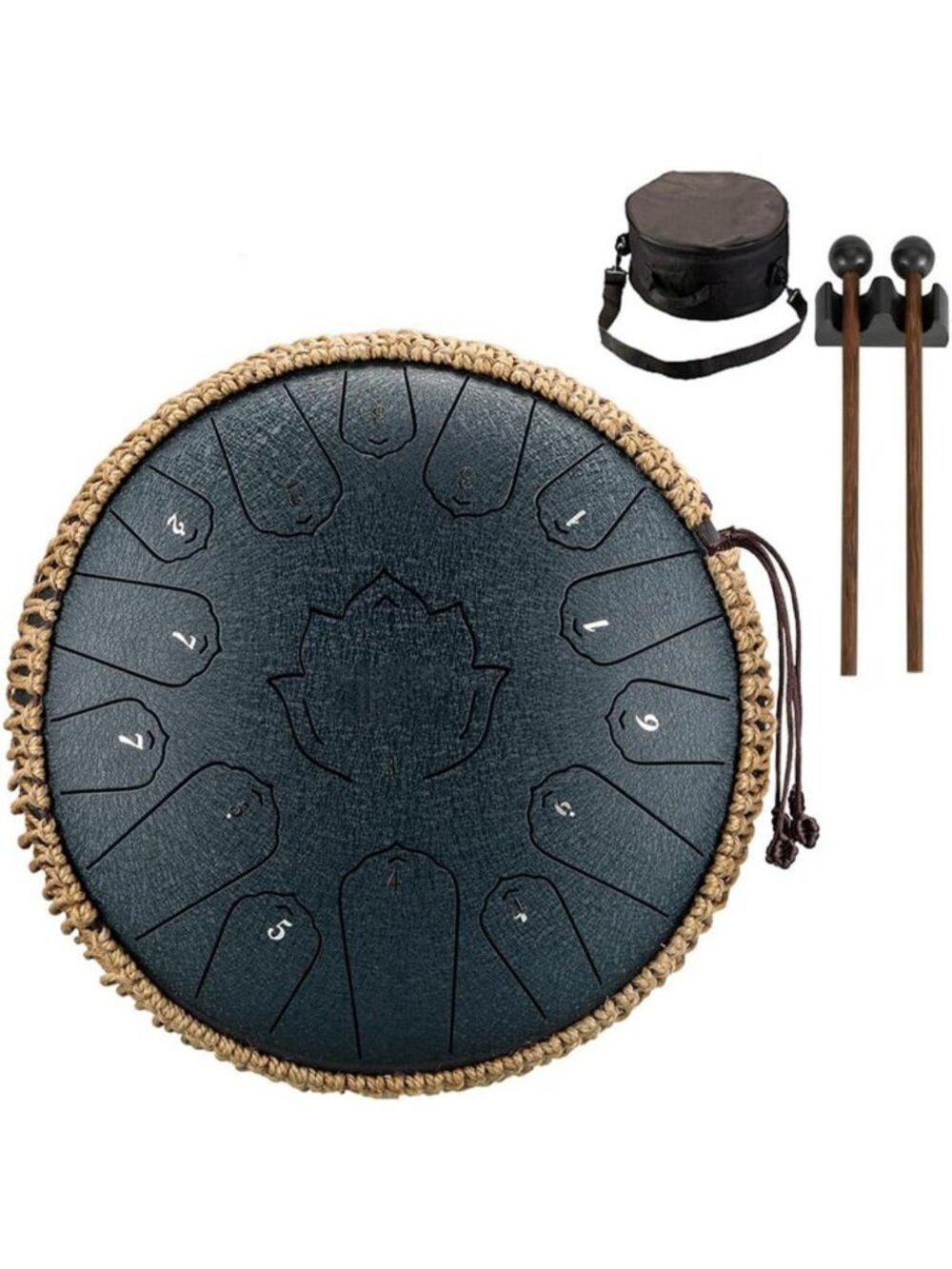 13" Steel Tongue Drum - 15 Notes C Major Percussion Instrument for Yoga